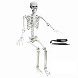 Wocst 5.4Ft Halloween Life Size Human Skeletons Poseable Life Size Skeletons with Rope Plastic Human Bones with Movable Joints for Halloween Decoration