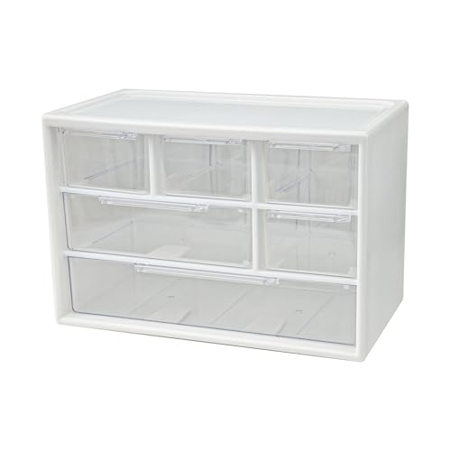 NEWOMEVA 6-Drawer Plastic Drawer Storage Box Jewelry Organizer Bathroom Containers Stackable Tackle Box for Sewing Supplies, Small Hardware, Fishing Tackle and Other Miniature Collectibles