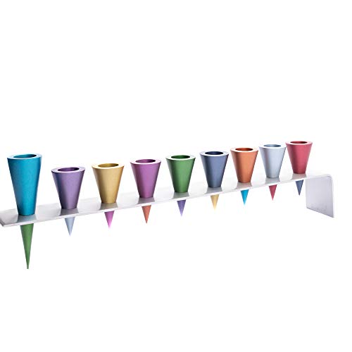 Yair Emanuel Multicolor Cone Shaped Hanukkah Menorah