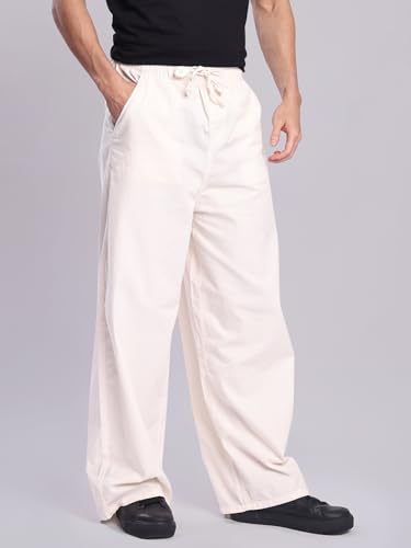 Image of BENE KLEED Men's Solid Cotton Trousers | Mid Rise Waist | Full Length | Relaxed Fit |