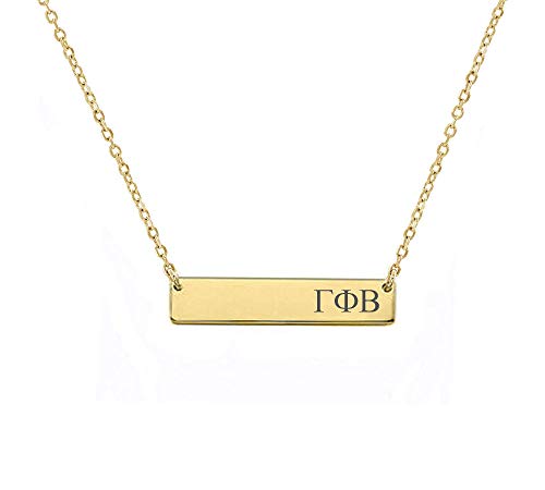 Gamma Phi Beta Sorority Bar Necklace Greek Sorority Letters with Adjustable Chain