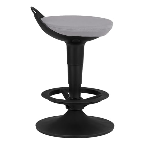 Image of Adjustable-Height Padded Lab Stool - Light Grey