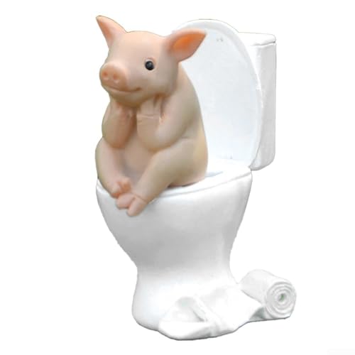Image of Entgoinggo Cute Piggy Small Figurine, Toilet Piggy Figurine,Miniature Figurines Toys, Animal Pig Ornament, Landscape Decor for Collectors Home Desk Party Decorations (pig bath)
