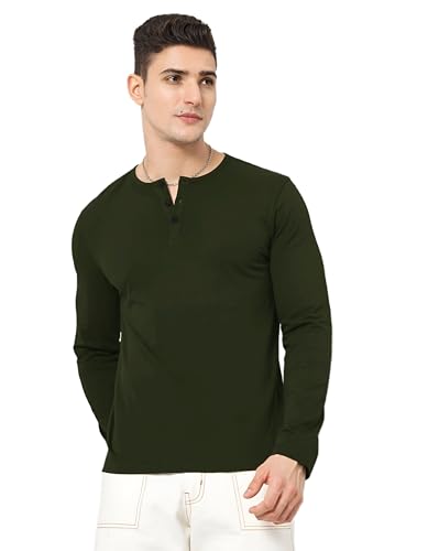 Image of LAZYCHUNKS Luxury Men's Full Sleeve Henley T-Shirt - Soft, Breathable, Stylish (Men's Henley T-Shirt), Great for Party and Casual wear