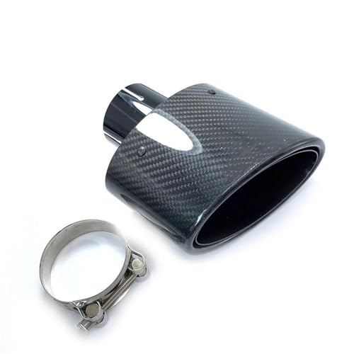 Tubo de escape para coche con elegante cola ovalada de fibra de carbono y boquilla brillante