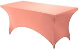 Utopia Kitchen Mantel rectangular de elastano (1 unidad, 6 pies, coral) de 200 GSM, ajustado, lavable y resistente a las arrugas, elástico, rectangular, para patio, eventos, bodas y banquetes [72