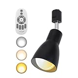ライティングレール用スポットライト E26口金 ダクトレール ライト 照明器具 消費電力12W（120W相当） 調光 調色 リモコン付き 2.4GHz無線式遠隔操作 天井照明 角度調節可能 昼光色 昼白色 電球色, 天井 リビング 廊下 寝室 商業照明 常夜灯 1個セット（電池別売）