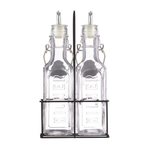 Kilner Oil Bottles and Metal Rack 0.3 Ltr Pack 2