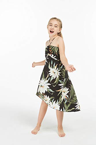 Image of Family Matching Hawaiian Clothes, Wispy Cereus Black | Lightweight 100% rayon • Family matching outfits • Tropical floral print • Beach vacations • Luaus • Cruises • Family photos