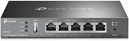TP-LINK ER605 5-portowy Dual/Multiple WAN VPN (do 4 Gigabit WAN portów, wysoce bezpieczne VPN, Omada SDN, centralne zarządzanie, inteligentne monitorowanie, Firewall) czarny, idealny do sieci biurowej