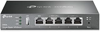 TP-LINK ER605 5-portowy Dual/Multiple WAN VPN (do 4 Gigabit WAN portów, wysoce bezpieczne VPN, Omada SDN, centralne zarządzanie, inteligentne monitorowanie, Firewall) czarny, idealny do sieci biurowej