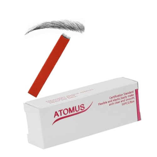 Baluue 50 Uds 12 Hojas De Agujas Para Cejas Hojas Para Microblading Color Rojo