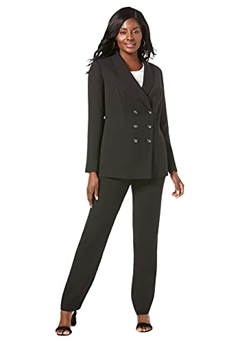 Jessica London Women s Plus Size Double-Breasted Pantsuit Set - 22 W, Black