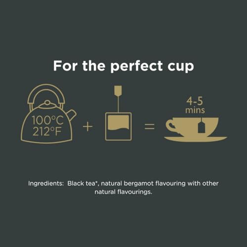 Image of Taylors of Harrogate Earl Grey, Black Tea, Pillow Bags, 50 Count (Pack of 1), Fragrant, Delicate & Light, Caffeinated, Enjoy Hot or Iced, 50 Teabags