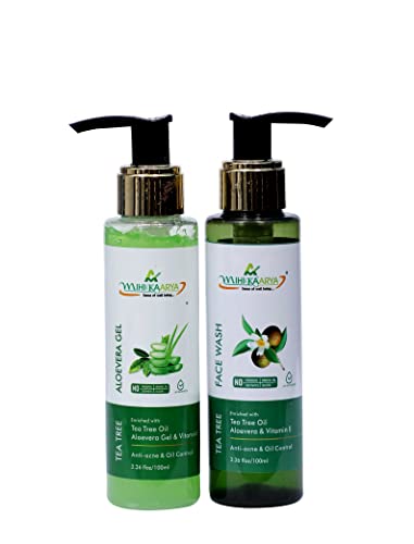 Image of Tea Tree Face Combo - 100ml Tea Tree Face Wash & 100ml Tea Tree Aloe Vera Gel | Soothing, Hydrating & Cleansing Skincare for Men & Women