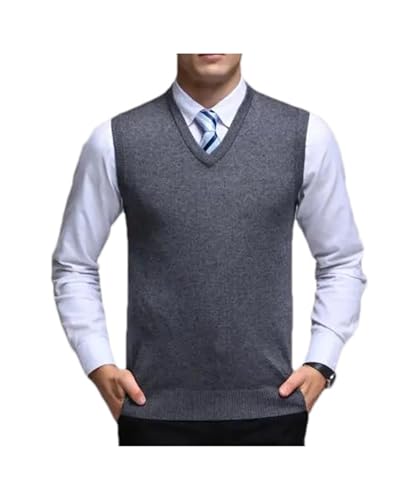 Mnjyihy Men Sleeveless Pullover Sweater Vest Classic V-Neck Wool Blend Knitted Pullover Waistcoat