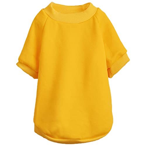 Image of Soft Puppy Sweater for Small Dogs Winter Pullover, Yellow XL | Elastic Cuffs Pet Clothes, Holiday Party Matching, Fall Winter Daily Outfit, Soft Breathable Machine Washable Sweatshirt
