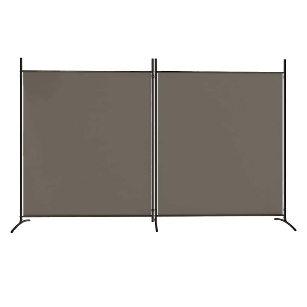 2-częściowy parawan, antracyt, materiał 348 x 180 cm, składany ścianka działowa do salonu, biura, mieszkania, na balkon, uniwersalna ścianka działowa z drzwiami i modułową ścianką działową mobilną