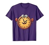 Cute Clock with Googly Eyes Preschool Design T-Shirt, Men, Purple, Large
