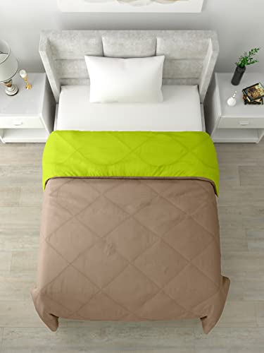 Image of Clasiko Reversible Single Bed Comforter; 60x90 Inches; 200GSM; Taupe & Green