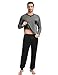 Marvmys Herren Schlafanzug Lang Baumwolle Winter Pyjama Set Schlafanzüge Männer Langarm Shirt mit Brusttasche Pyjamahose mit Tasche und Bündchen dunkelgrau M