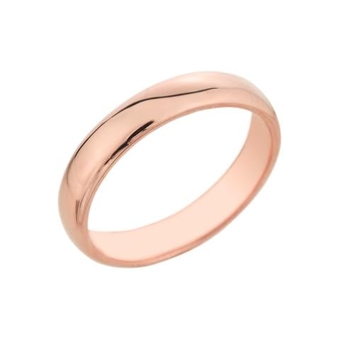 High Polish 14k Rose Gold Comfort-Fit Band 4mm Plain Wedding Ring for Women, Size 8.5 Cover