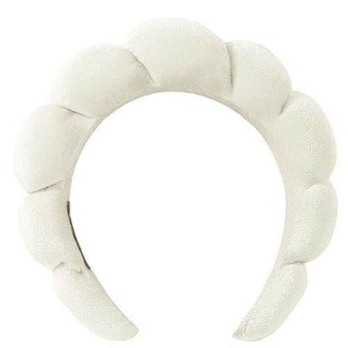 SMYAXUNW Esponja de tela prensada para el pelo de las mujeres, diadema esponjosa y suave para el cuidado de la piel, bufanda de lavado facial, bufanda de maquillaje (BS)