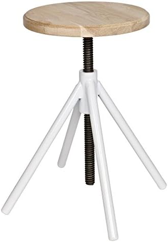 Dining Furniture Backless Design Swivel Height Adjustable Bar Stool with Metal Base (Material: Wood, Assembly Required) (White/Brown)