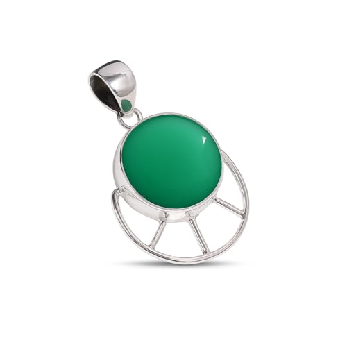 Pendentif en argent 925 femme avec pierres précieuses rondes collier bohème