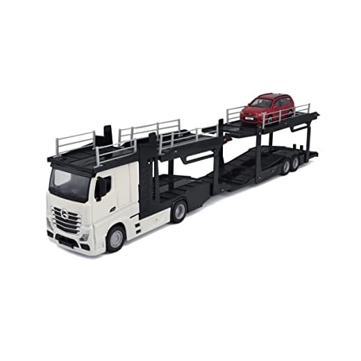 Bburago B18-31456 - Multímetro a escala 1:43 de Mercedes-Benz Actros con coche adicional en la parte trasera , color/modelo surtido