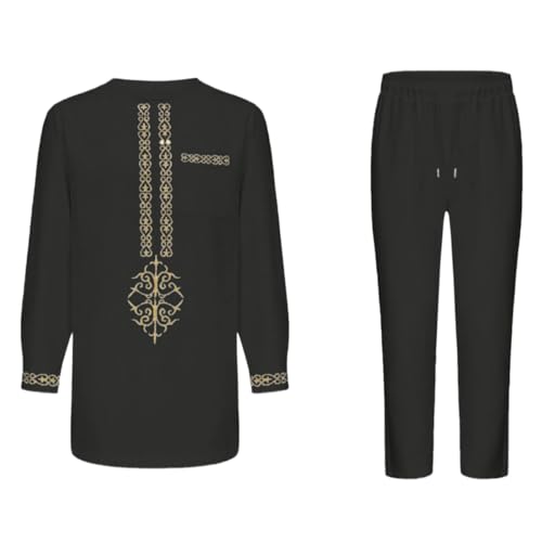 Men's Africa Suit Long Sleeve Print Dashiki and Pants Outfit Traditional 2 Piece Set4