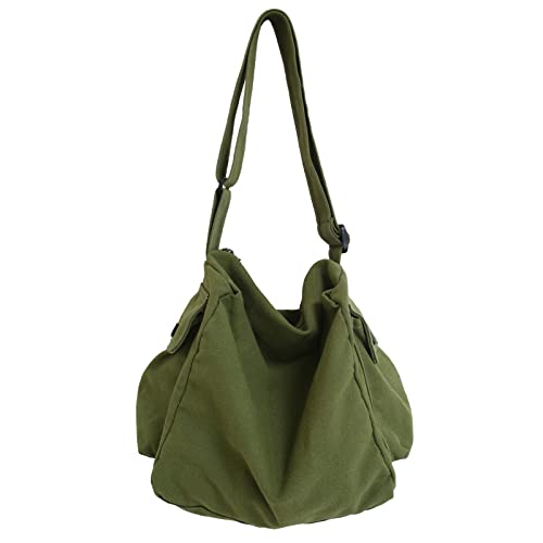 Image of KlaOYer Canvas Messenger Bag Large Hobo Bag Crossbody Shoulder Bag Tote Bag with Pocket for Women and Men