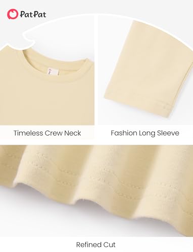 Image of PATPAT Boys Long Sleeve Shirts Cotton Solid Crew Neck Basic Shirts 5-16 Years