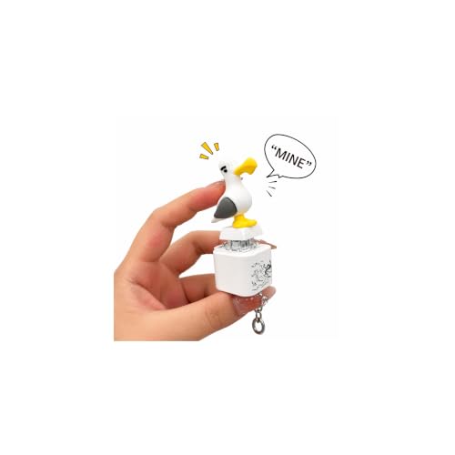 4 Pcs Clicker Fidget Toys Rechargeable Seagull Mine Button Keychain with Real Sound & LED Light Funny Interactive Desk Stress Relief Toy for Kids Adults