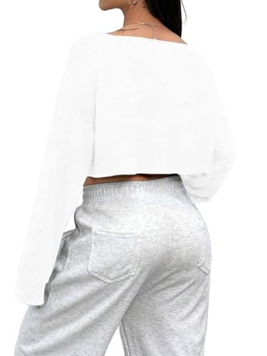 Avanova Women Off The Shoulder Crop Tops Long Sleeve T Shirts Oversized Loose Tee2