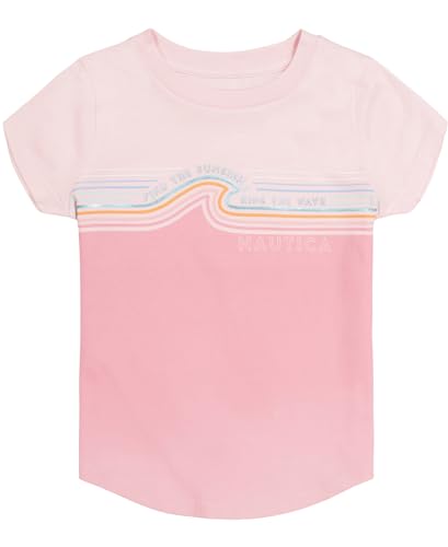 Image of Nautica Girls Short Sleeve T-Shirt with Fun Graphic Design, Cotton Tee with Tagless Interior