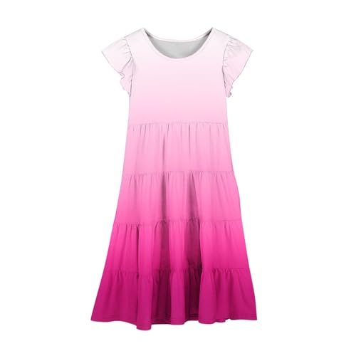 Uillui Girls 2025 Summer Boho Dress Tween Ruffles Tiered Dresses Flowy Sundress Casual Gradient Midi Dress Size 6-14 Years2