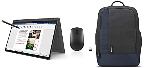 Image of Lenovo IdeaPad Flex 5 Ryzen 5 14 inch FHD Laptop (8GB /512GB SSD /Win 10 /MSO Digital Pen Stylus /Graphite Grey /1.5Kg), 81X2004RIN 15.6 inch Professional Backpack 400 Wireless Mouse