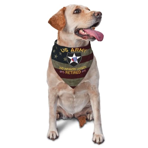 Us Army 2nd Infantry Division Retired Dog Scarf Pet Bandana Cat Pet Bibs