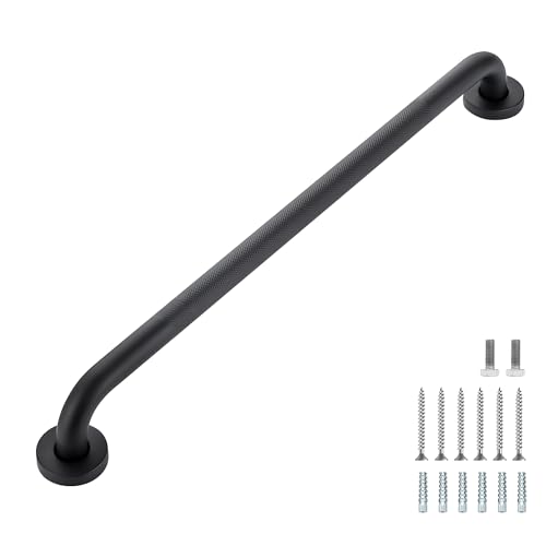 Grab Bars for Shower, 1 Pack 24-Inch Anti Slip Shower Handles for Elderly, Safety Shower Grab Bar, Stainless Steel Handicap Grab Bars for Bathroom (Black 1" Diameter)