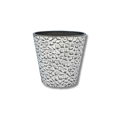 GreenShip 植木鉢 観葉植物鉢 鉢カバー 8号 植え替え不要 チャコール 樹脂プラスチ&ストーン 浮彫シリーズ 排水穴無 塊根植物対応可