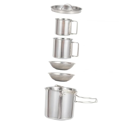 Toddmomy Outdoor Cookware Set 1 Set Portable Kettle Picnic Bowl Steel Tableware for Camping Hiking
