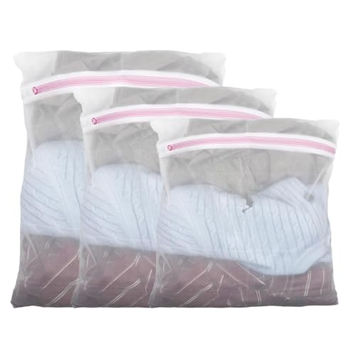 Dmjia® Bolsa Lavadora 3 Piezas, Bolsa Ropa Interior Lavadora 40 cm - 60 cm 3 Tamaños Diferentes, Bolsas Lavadora Ropa Delicada Cremallera Oculta, Muy Resistente