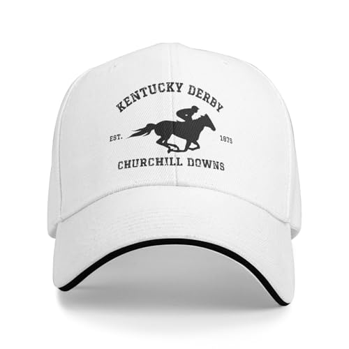 Kentucky 2026 Derby Baseball Hats Vintage Graphic Hats Classic Adjustable Outdoor Trucker Hats Unisex White