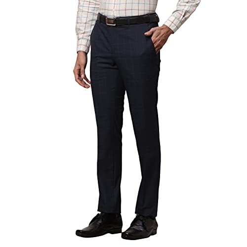 Raymond-Mens-Poly-Viscose-Blend-Checks-Pattern-Slim-Fit-Flat-Front-Formal-Trouser