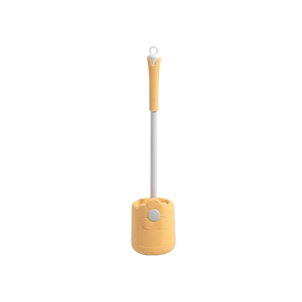 Toilet Brush Wall Mounted or Floor Standing Long Handle Plastic Set with Flower Pattern Clean
