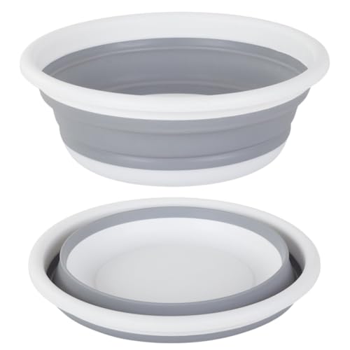 CYNENYC Barreño Plegable de Silicona 10L Gris, Palangana Portátil Multiusos para Cocina, Camping, Limpieza, Lavadora, Cubo para Ropa, Lavabo Multifuncional Compacto y Resistente, Cubeta para Colada.