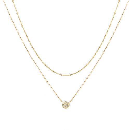 Gold Dainty Choker Necklace Cz Pearl Pendant Necklace 18k Gold Plated Beads Chain Layered Necklace for Women Jewelry Gifts