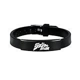 VASTAIR JoJo's Bizarre Adventure Bracelet, Anime Figure Pattern Silicone Strap Metal Bracelet Wristband Adjustable Bracelet Jewelry Accessories for Gifts(Black4)
