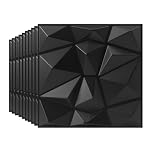 Anttyscar 3D Wall Panels Diamond Design for Interior Wall Decor for Home and Office, 3D Textured Wall Panels in Black, PVC, Pack of 10 Tiles, 30x30cm